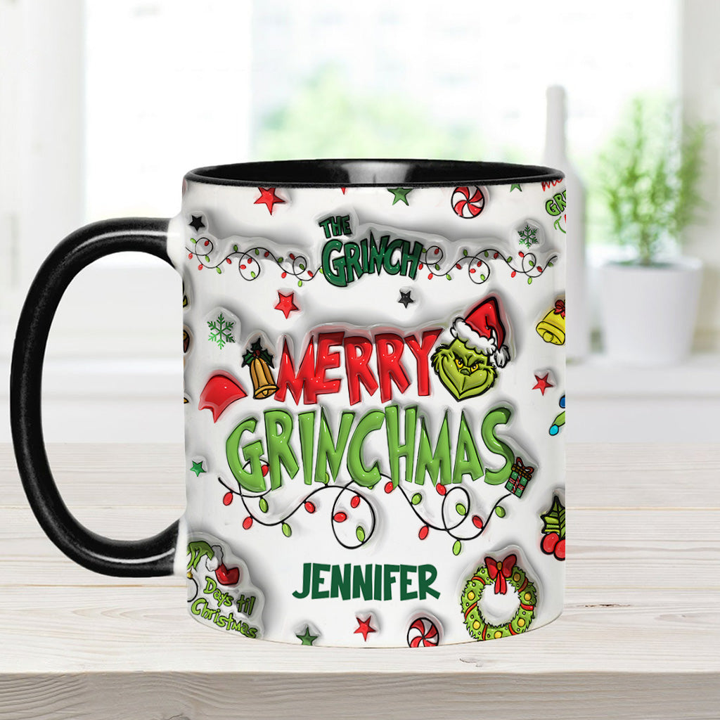 Personalized Grinch Christmas Accent Mug Custom Name Gift Accent Mug GradoCreations