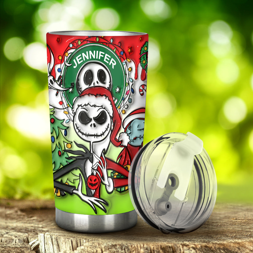 Personalized Nightmare Tumbler Custom Name Stainless Steel Gift for Halloween Christmas Tumbler GradoCreations