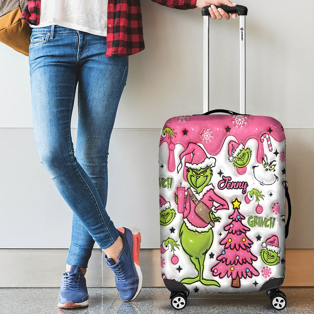 Personalized Grinchmas Luggage Cover Custom Name for Christmas Luggage Cover GradoCreations