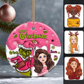 Personalized Ceramic Christmas Ornament Merry Grinchmas Gift Ceramic Circle Ornament GradoCreations