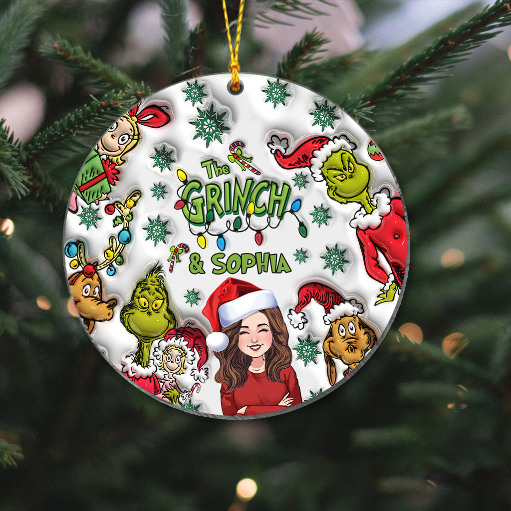 Personalized Grinch Christmas Ornament Custom Name Gift Ornament GradoCreations