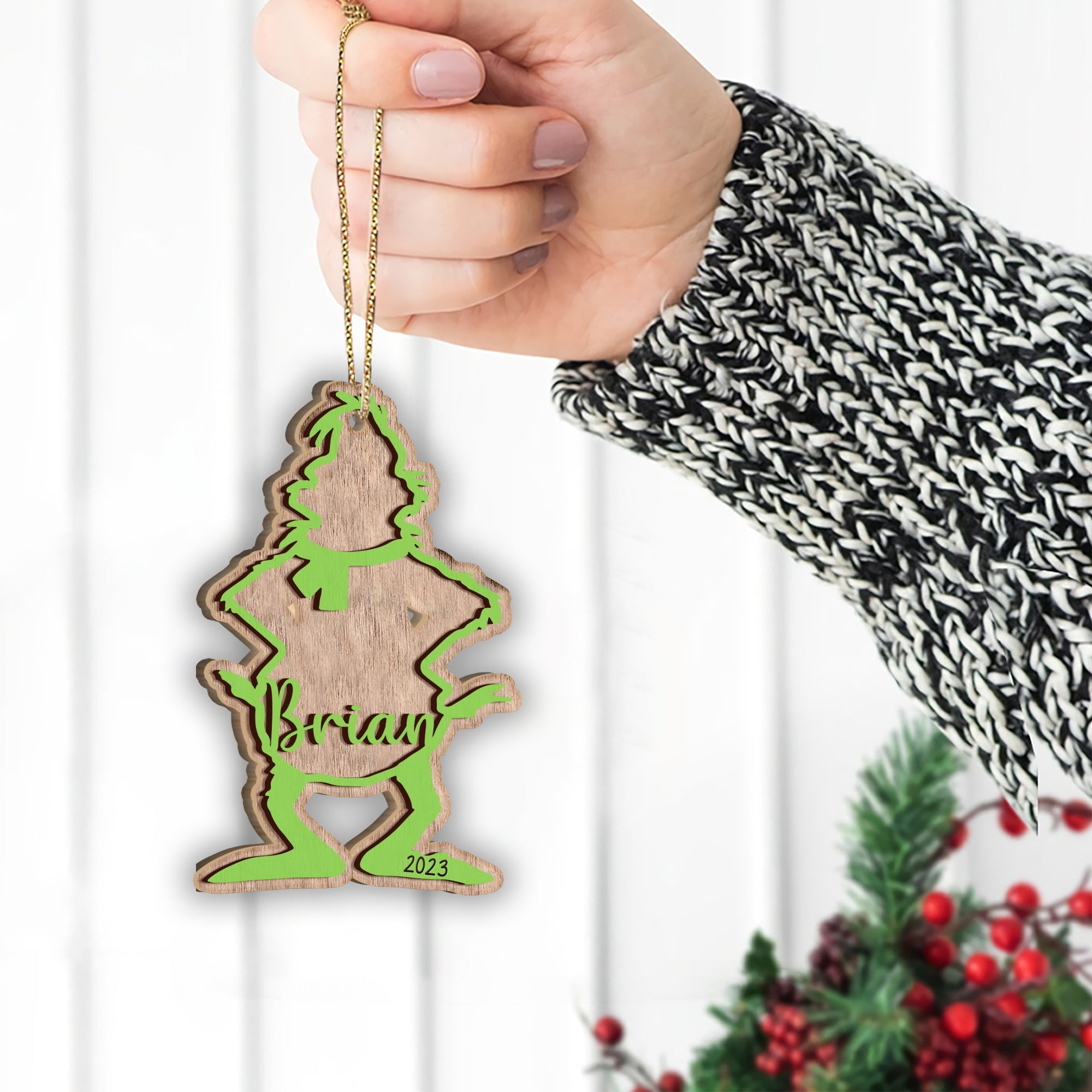 Personalized Grinchmas 2 Layered Ornament Custom Name Gift 2 Layered Piece Ornament GradoCreations
