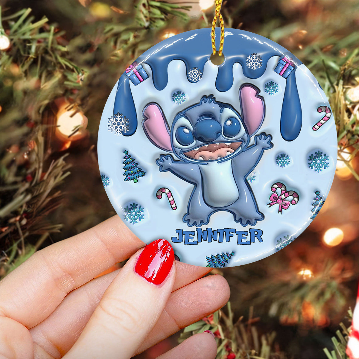 Personalized Ceramic Circle Ornament Merry Christmas Gift Ceramic Circle Ornament GradoCreations