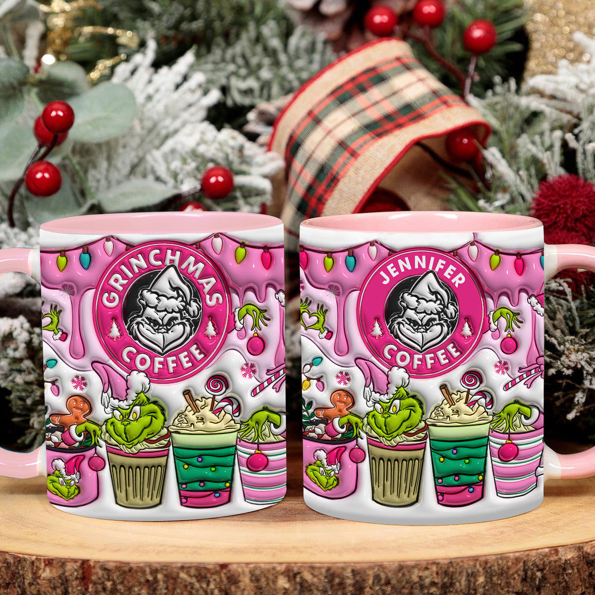 Personalized Grinchmas Coffee Accent Mug Custom Gift for Christmas Accent Mug GradoCreations