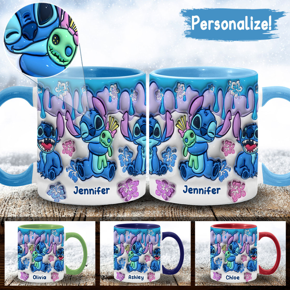 Personalized Ohana Accent Mug Custom Name Gift for Mom/Dad Accent Mug GradoCreations