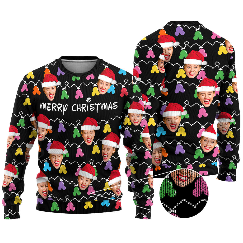 Personalized Merry Christmas Mouse Ear Ugly Sweater Gift Ugly Sweater GradoCreations