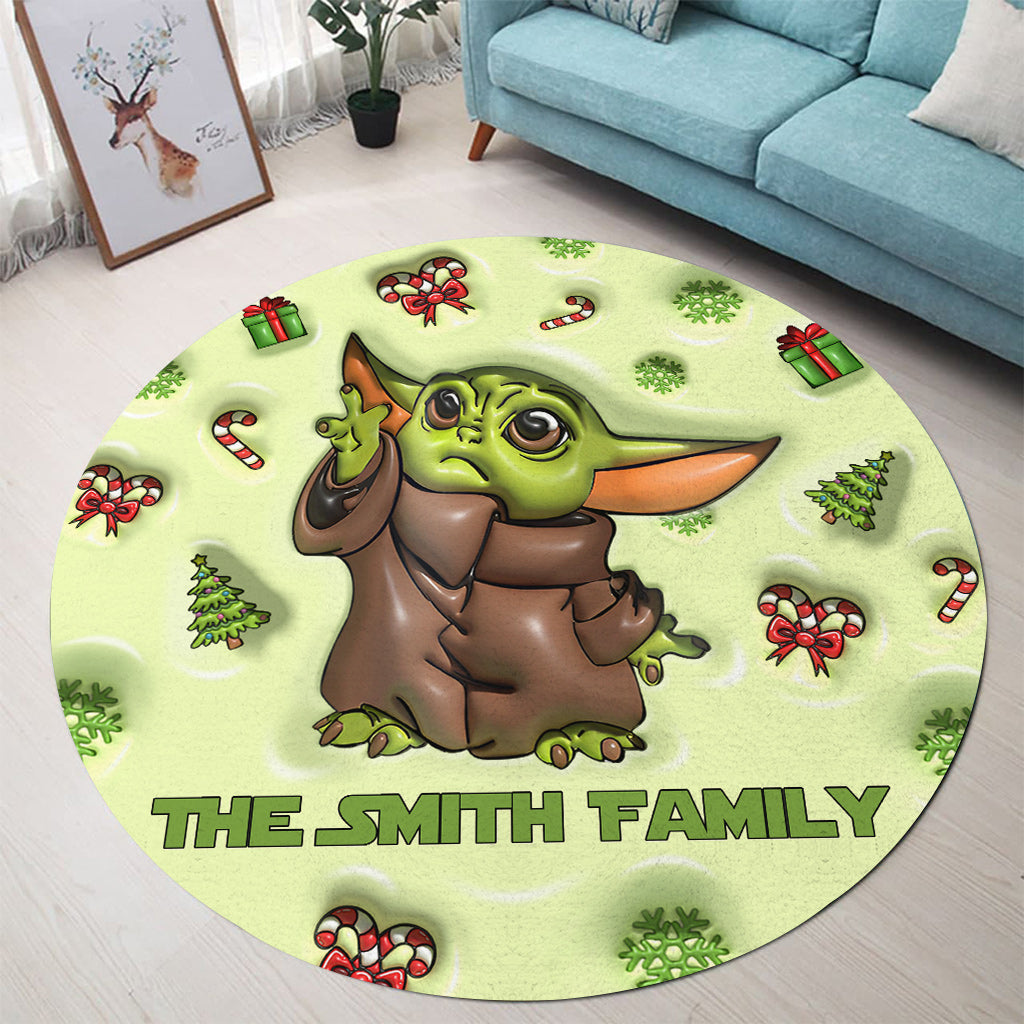 Personalized The Force Round Rug Custom Family Name Gift Round Rug GradoCreations