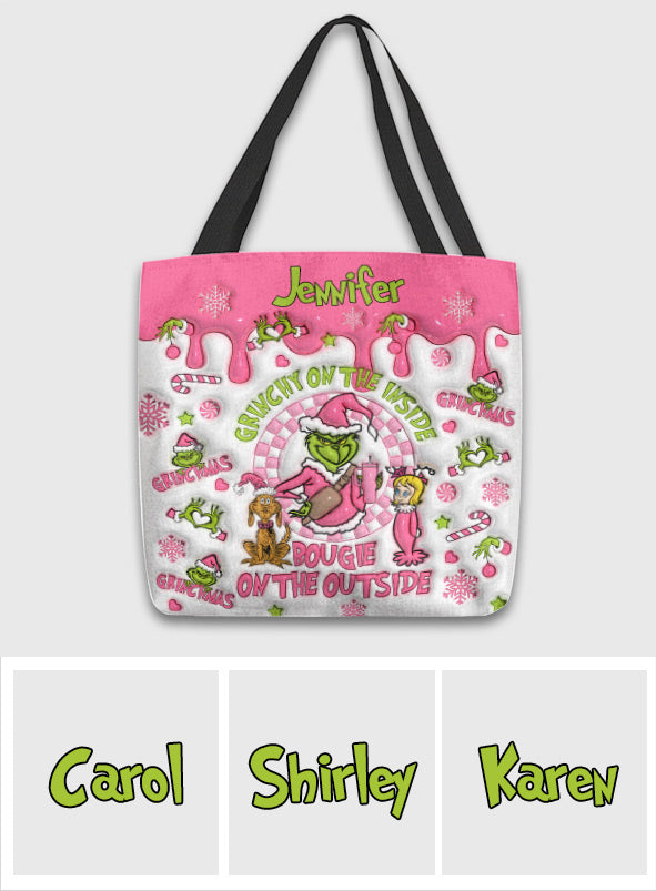 Personalized Grinchy On The Inside Tote Bag Custom Name Gift Tote Bag GradoCreations