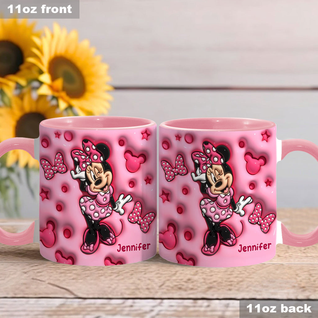 Personalized Pink Minnie Mouse Accent Mug with Custom Name Gift Accent Mug GradoCreations