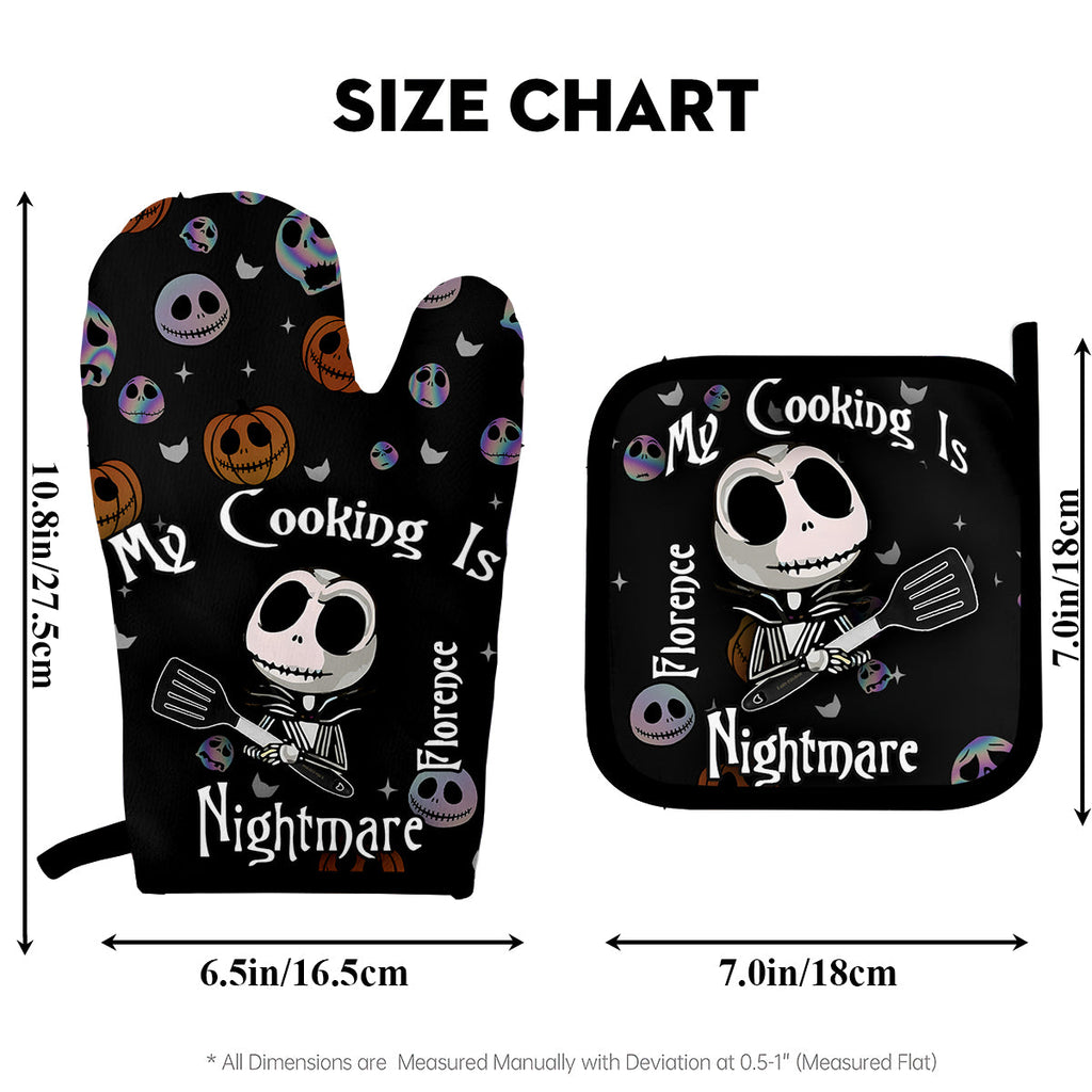 Personalized Nightmare Oven Mitt and Pot Holder Set Gift for Cooking Enthusiasts Oven Mitts & Pot Holder Set GradoCreations