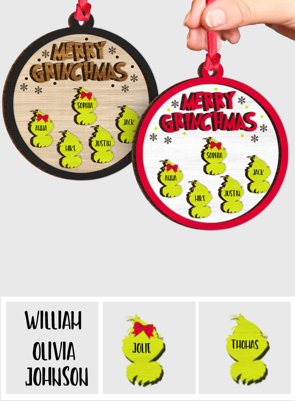 Personalized Merry Grinchmas Layered Wood Ornament Gift for Family Layered Wood Ornament GradoCreations
