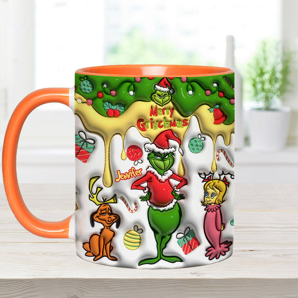 Personalized Merry Grinchmas Accent Mug Custom Name Gift Accent Mug GradoCreations