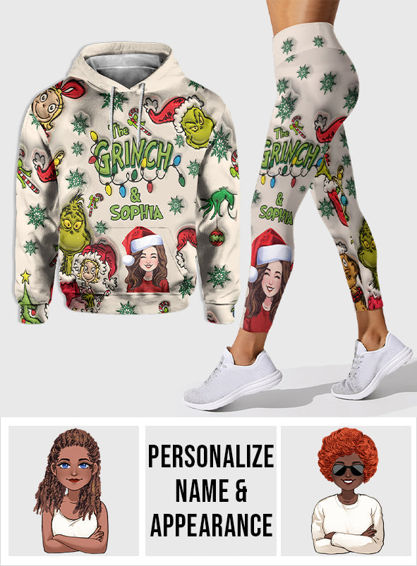 Personalized Grinch Hoodie & Leggings Set Custom Name Gift for Christmas Hoodie & Leggings GradoCreations