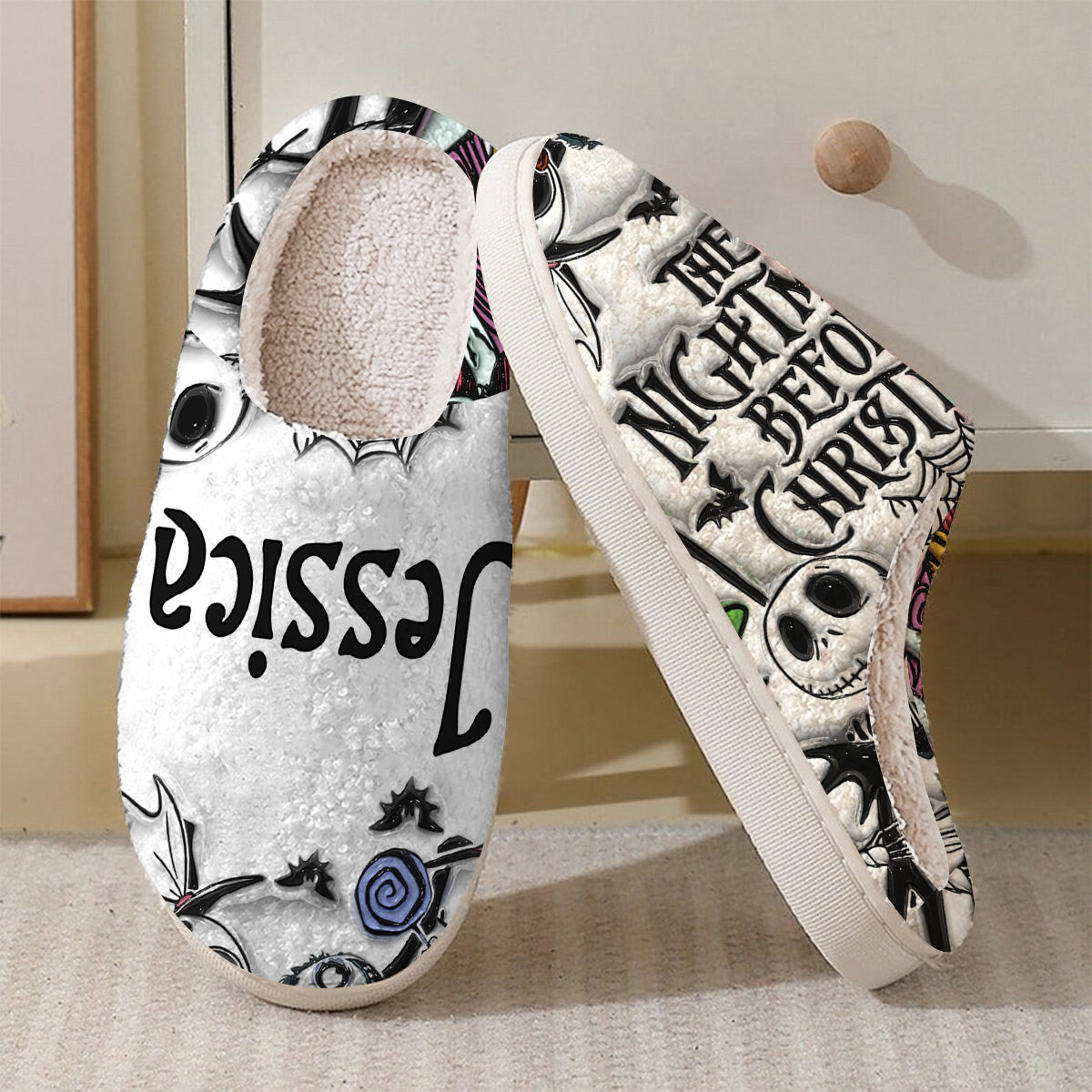 Personalized Nightmare Slippers Cozy Custom Design Gift Slippers GradoCreations
