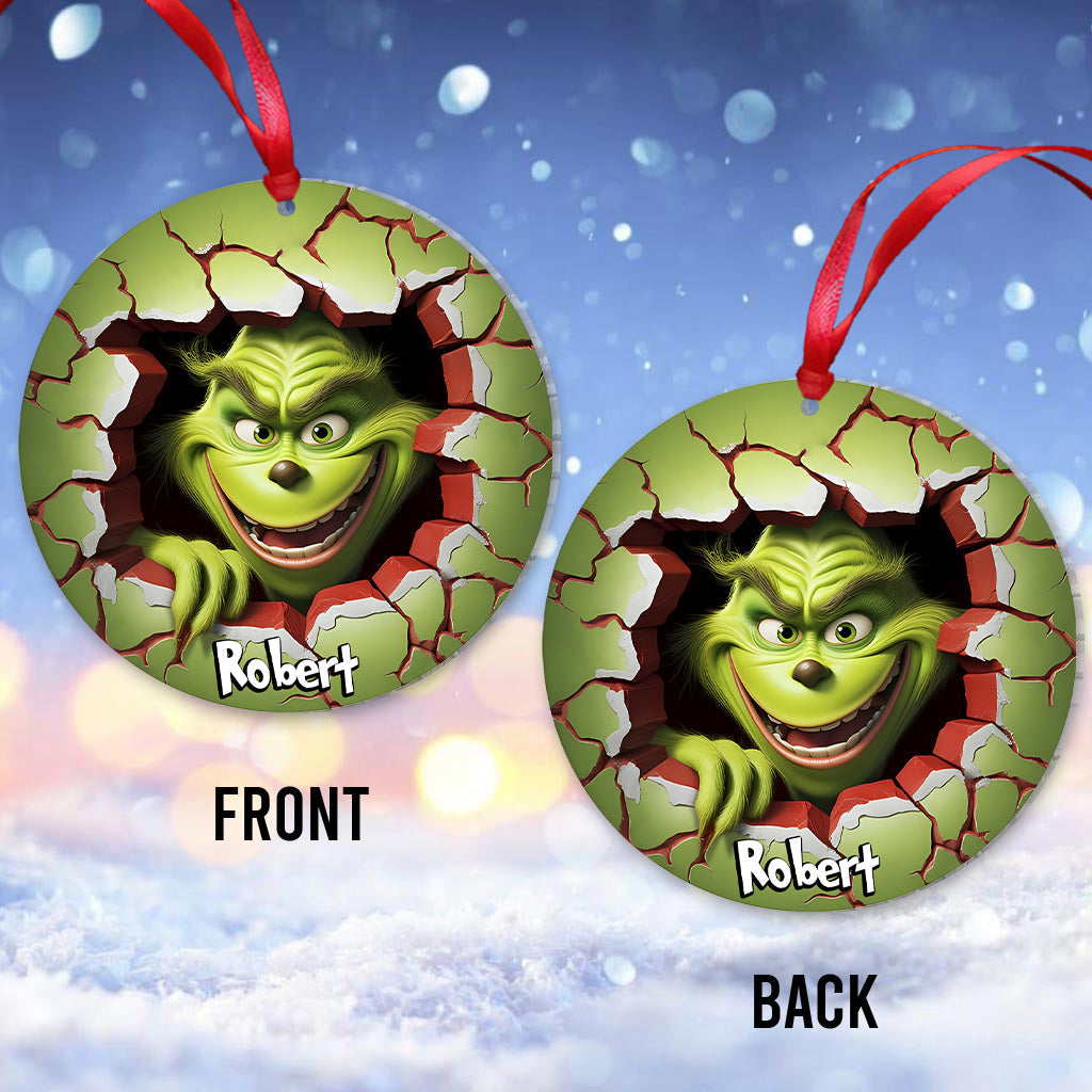 Personalized Grinch Christmas Ornament Custom Name Gift Ornament GradoCreations