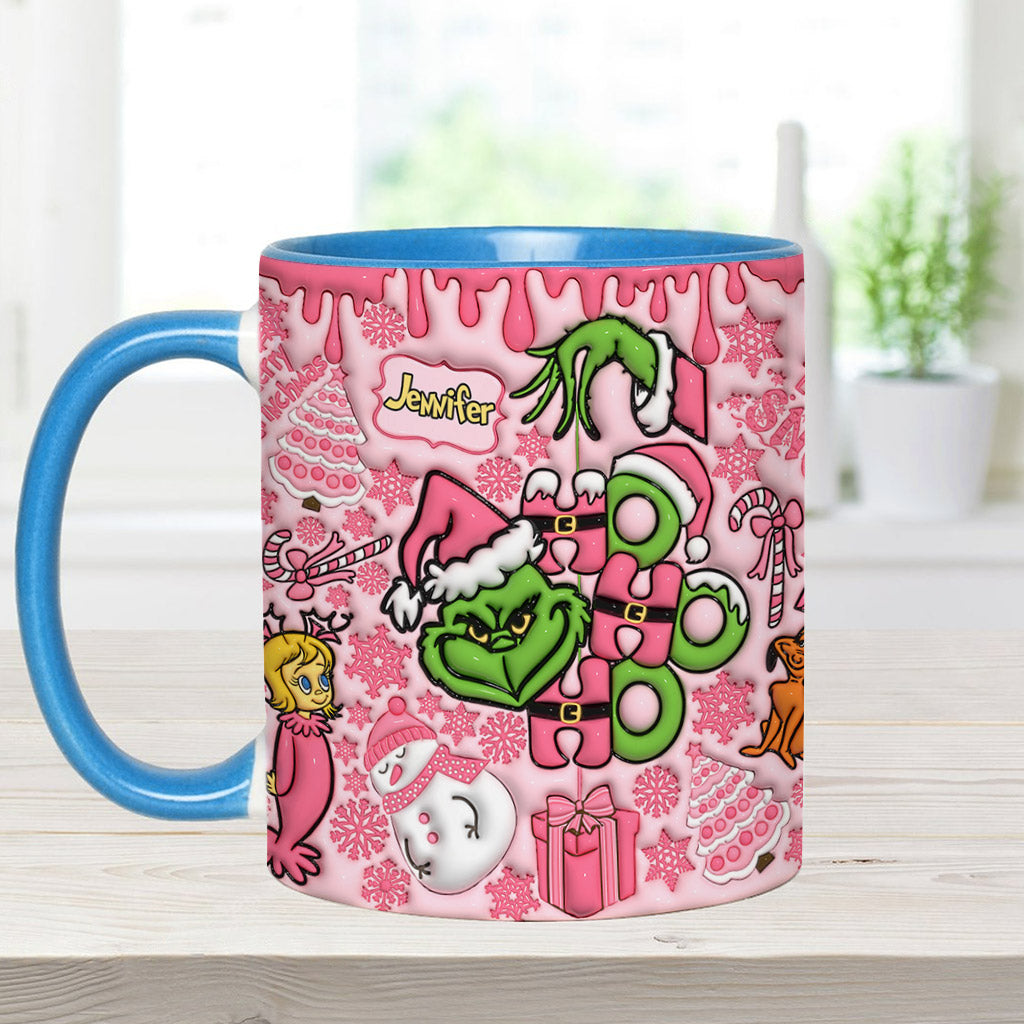 Personalized Grinch Christmas Accent Mug with Custom Name for Holiday Gifts Accent Mug GradoCreations