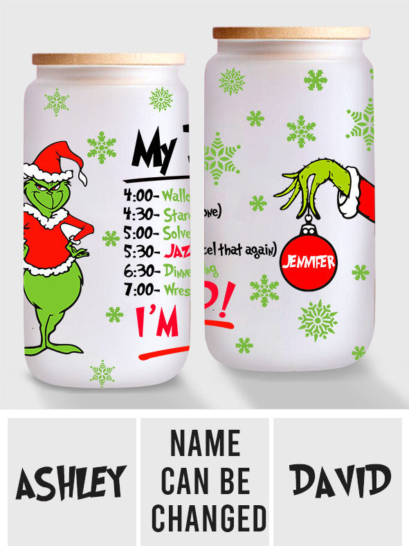 Personalized Grinch Can Glass with Straw Customized for Christmas Can Glass GradoCreations