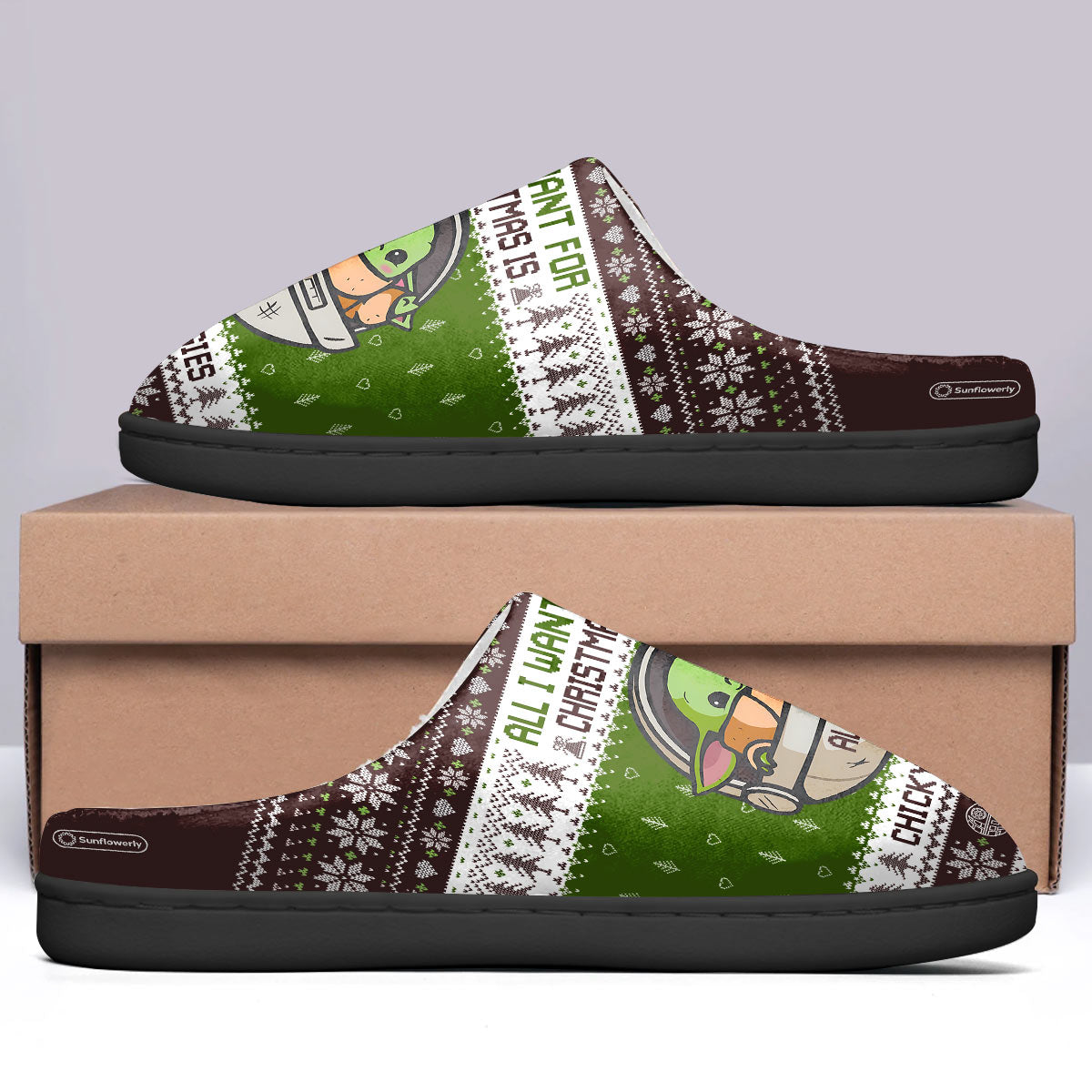 Personalized Christmas Slippers with Custom Name Chicky Nuggies Gift Slippers GradoCreations