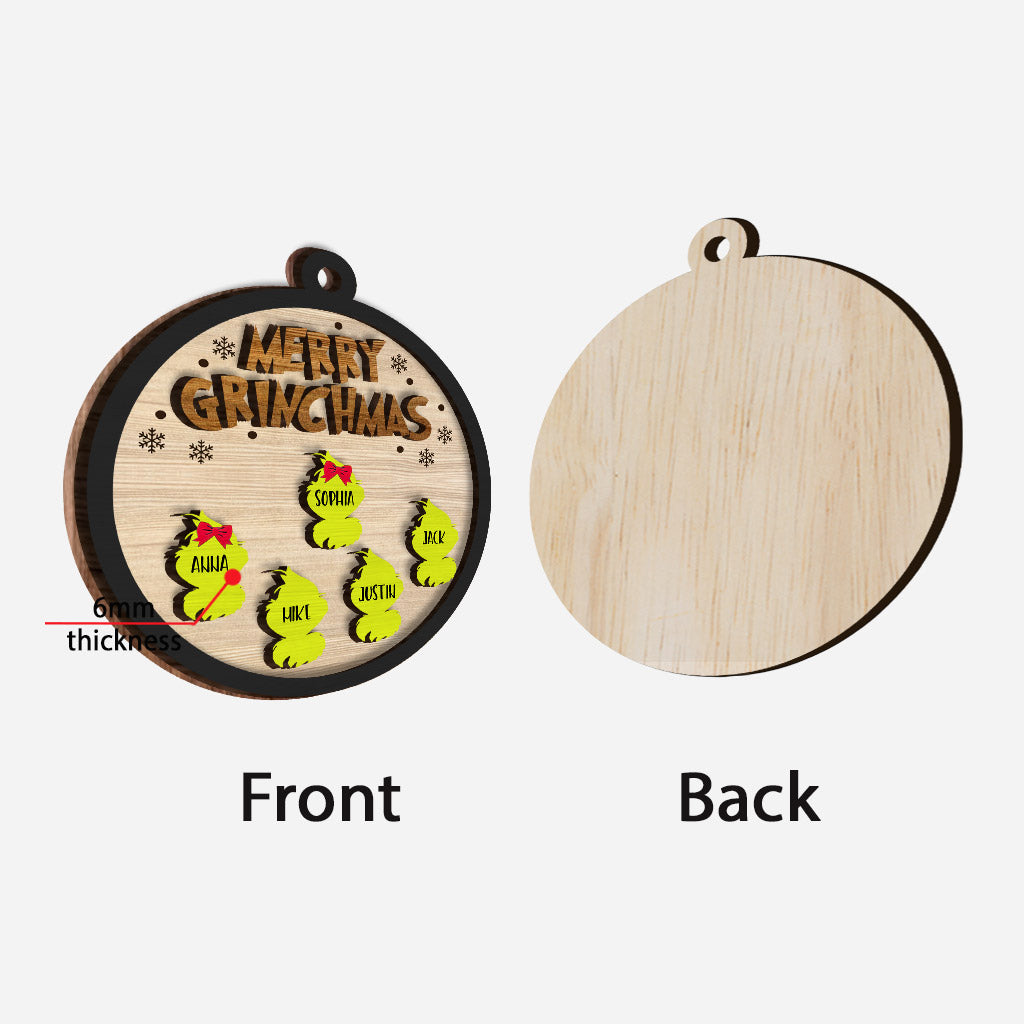 Personalized Merry Grinchmas Layered Wood Ornament Gift for Family Layered Wood Ornament GradoCreations