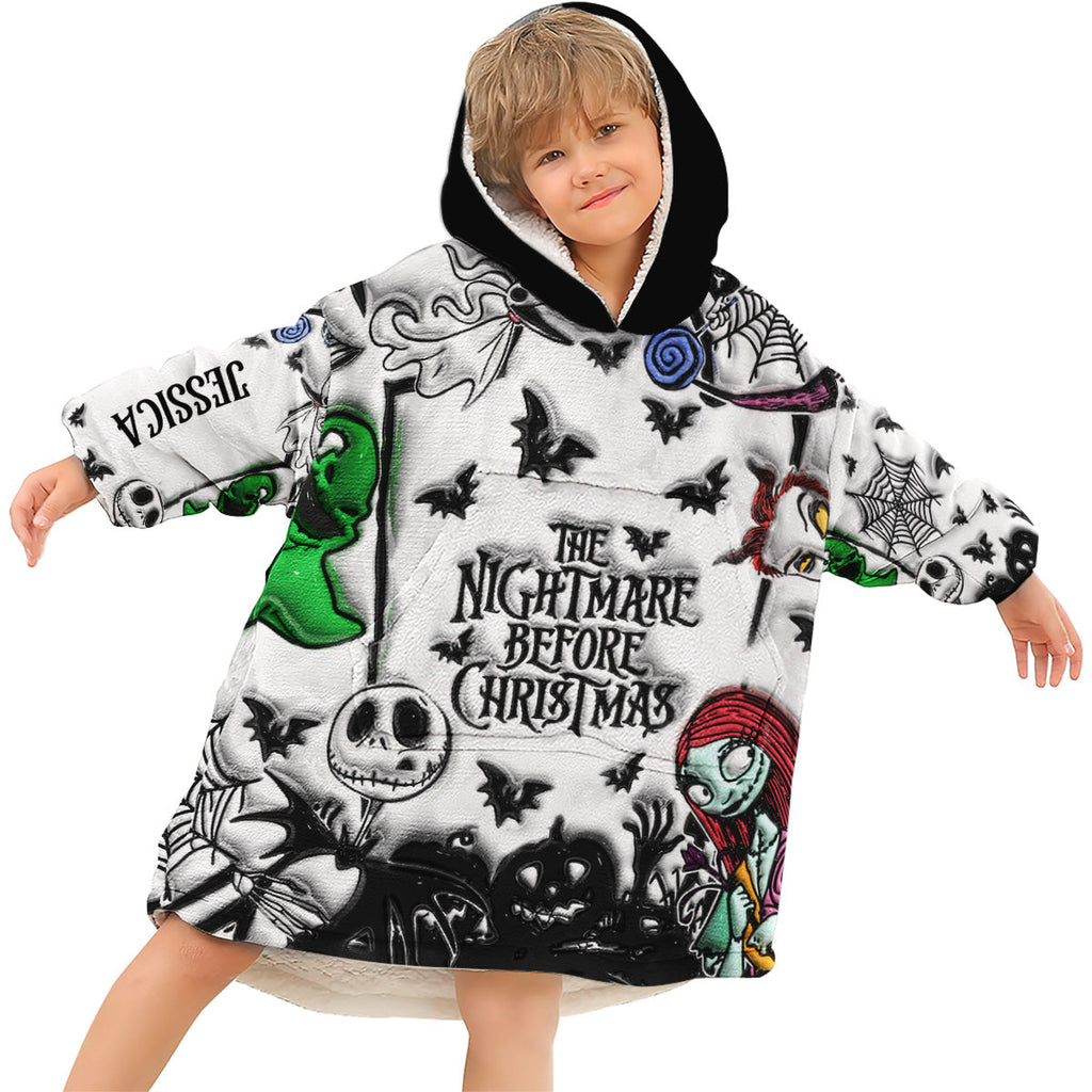 Personalized Nightmare Blanket Hoodie Custom Name Gift for Halloween Blanket Hoodie GradoCreations