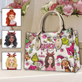Personalized Grinch Leather Handbag Custom Name Christmas Gift Leather Handbag GradoCreations