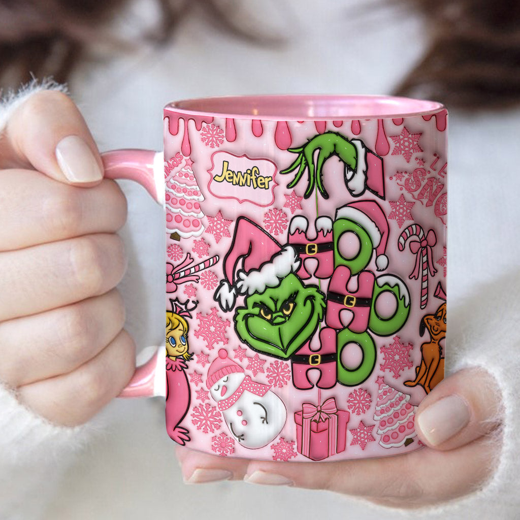 Personalized Grinch Christmas Accent Mug with Custom Name for Holiday Gifts Accent Mug GradoCreations