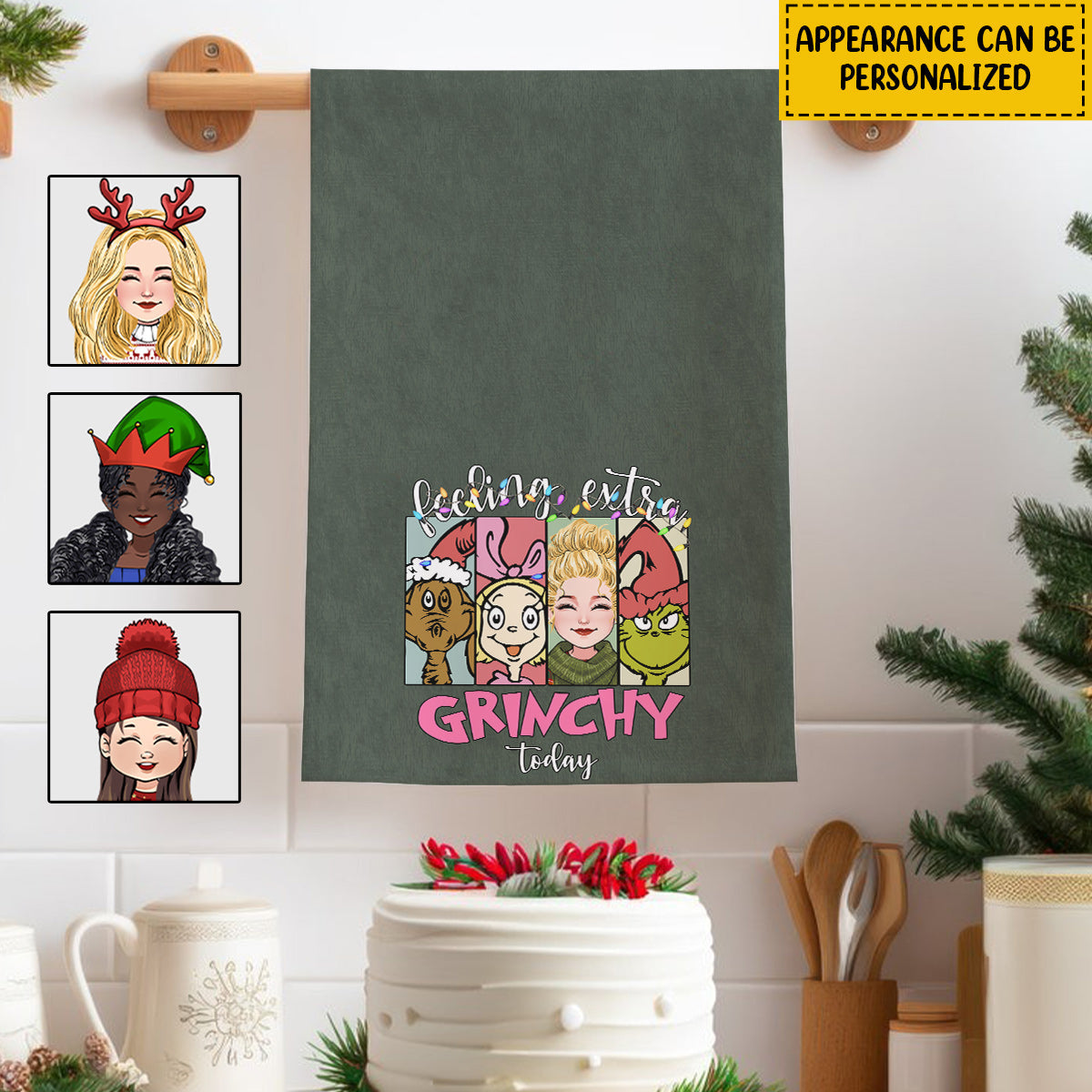 Personalized Grinch Christmas Towel Custom Design Gift Idea Towel GradoCreations