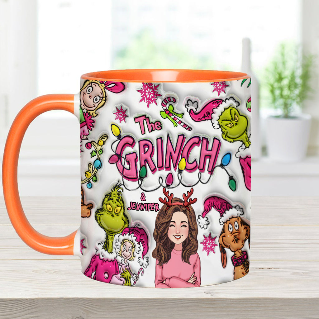 Personalized Grinch Accent Mug Custom Name Christmas Gift Accent Mug GradoCreations