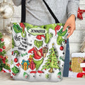 Personalized Grinch Christmas Tote Bag Custom Name Gift Tote Bag GradoCreations