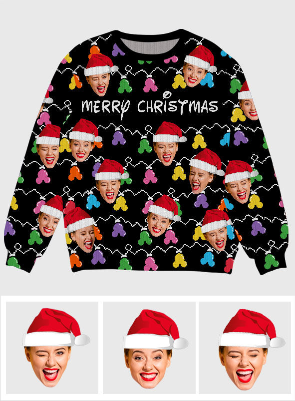 Personalized Merry Christmas Mouse Ear Ugly Sweater Gift Ugly Sweater GradoCreations