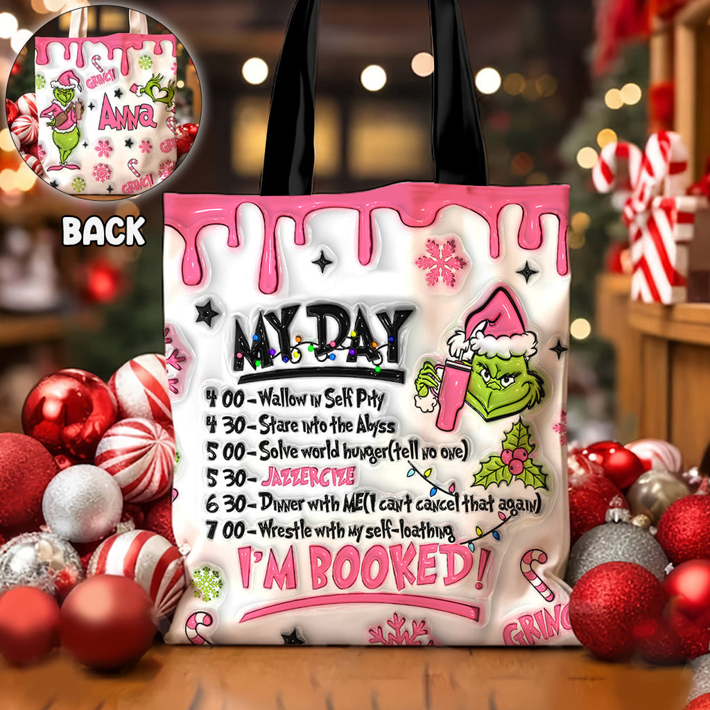 Personalized Grinch Tote Bag Custom Name Holiday Gift Tote Bag GradoCreations