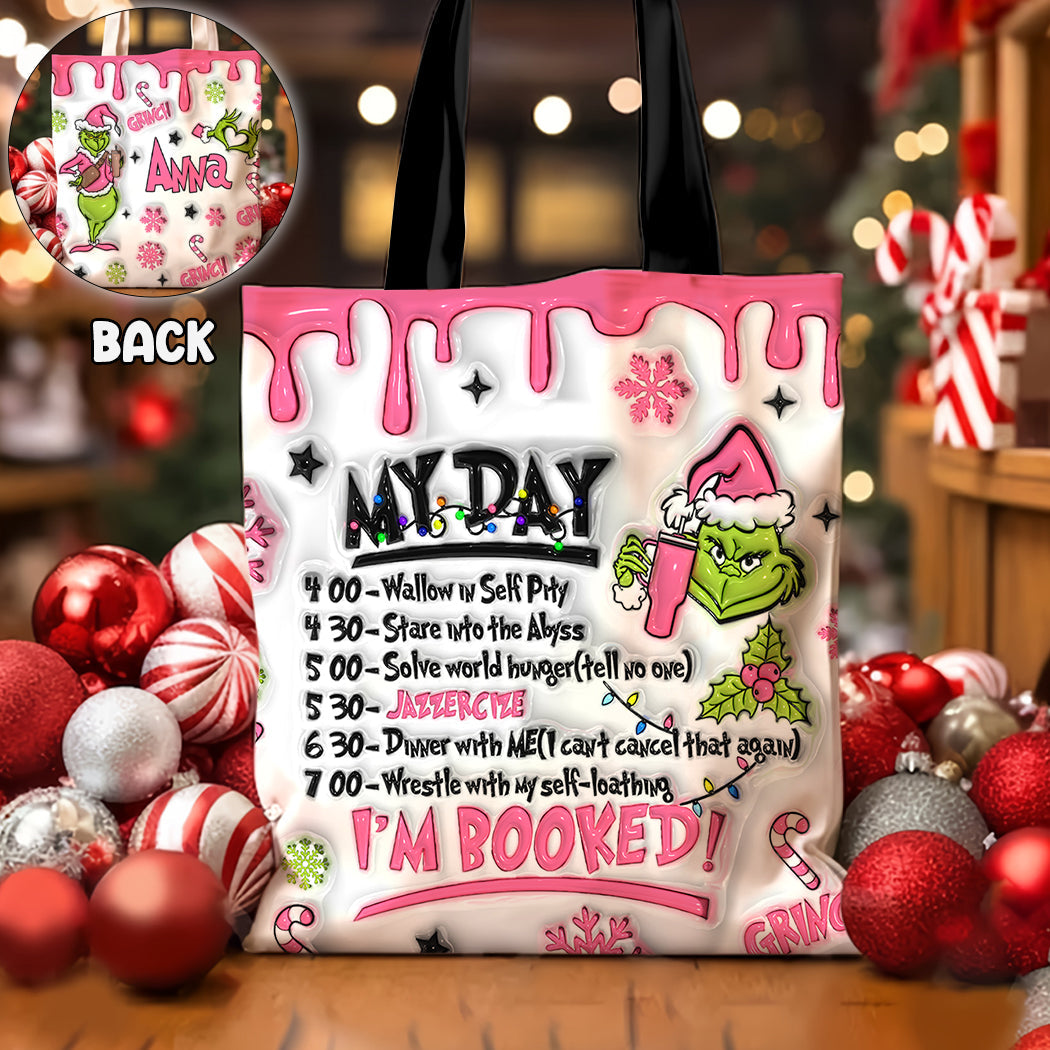 Personalized Grinch Tote Bag Custom Name Holiday Gift Tote Bag GradoCreations