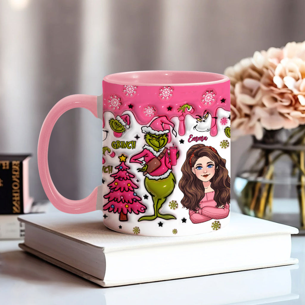 Personalized Grinch Accent Mug with Custom Name for Christmas Gift Accent Mug GradoCreations