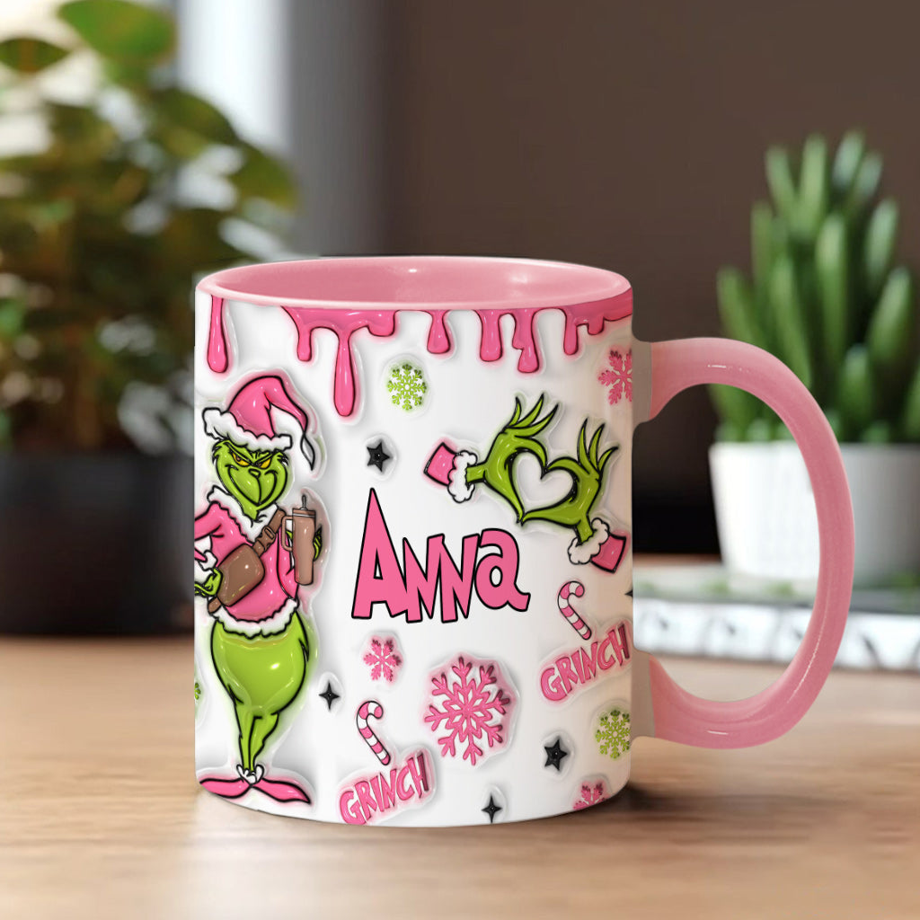 Personalized Christmas Accent Mug with Grinch Design for Hot Cocoa Accent Mug GradoCreations