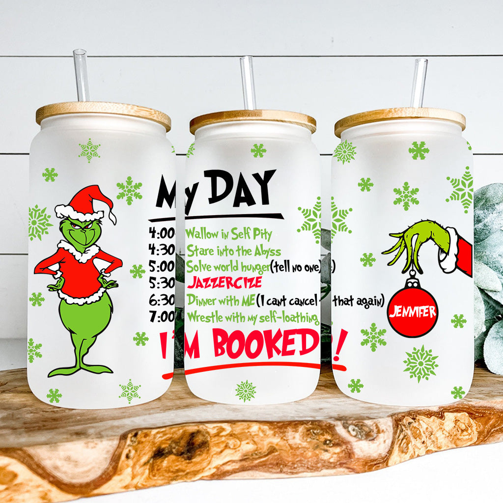 Personalized Grinch Can Glass with Straw Customized for Christmas Can Glass GradoCreations