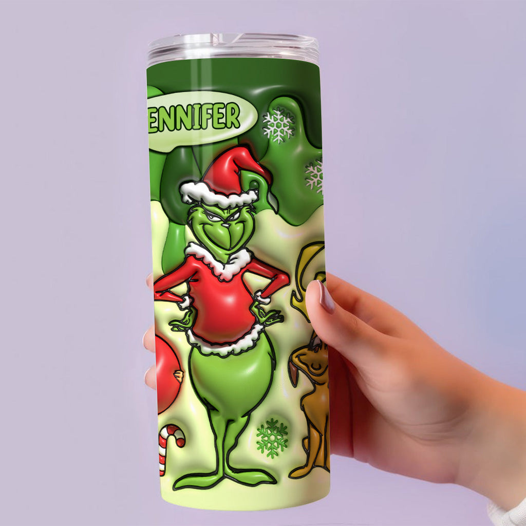 Personalized Grinchmas Skinny Tumbler Custom Name Gift for Christmas Skinny Tumbler GradoCreations
