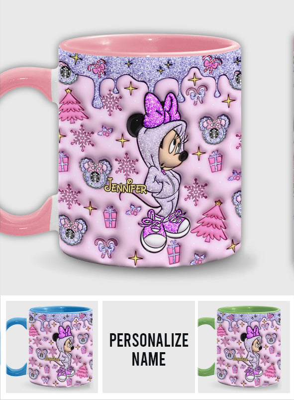 Personalized Christmas Accent Mug with Glittery Design for Mom Accent Mug GradoCreations