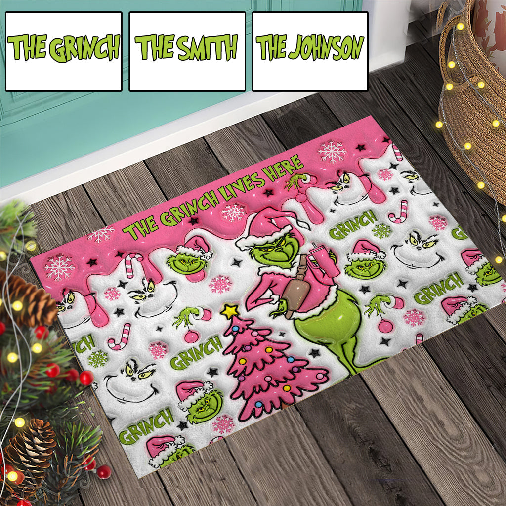 Personalized Grinch Christmas Doormat Custom Family Name Doormat GradoCreations