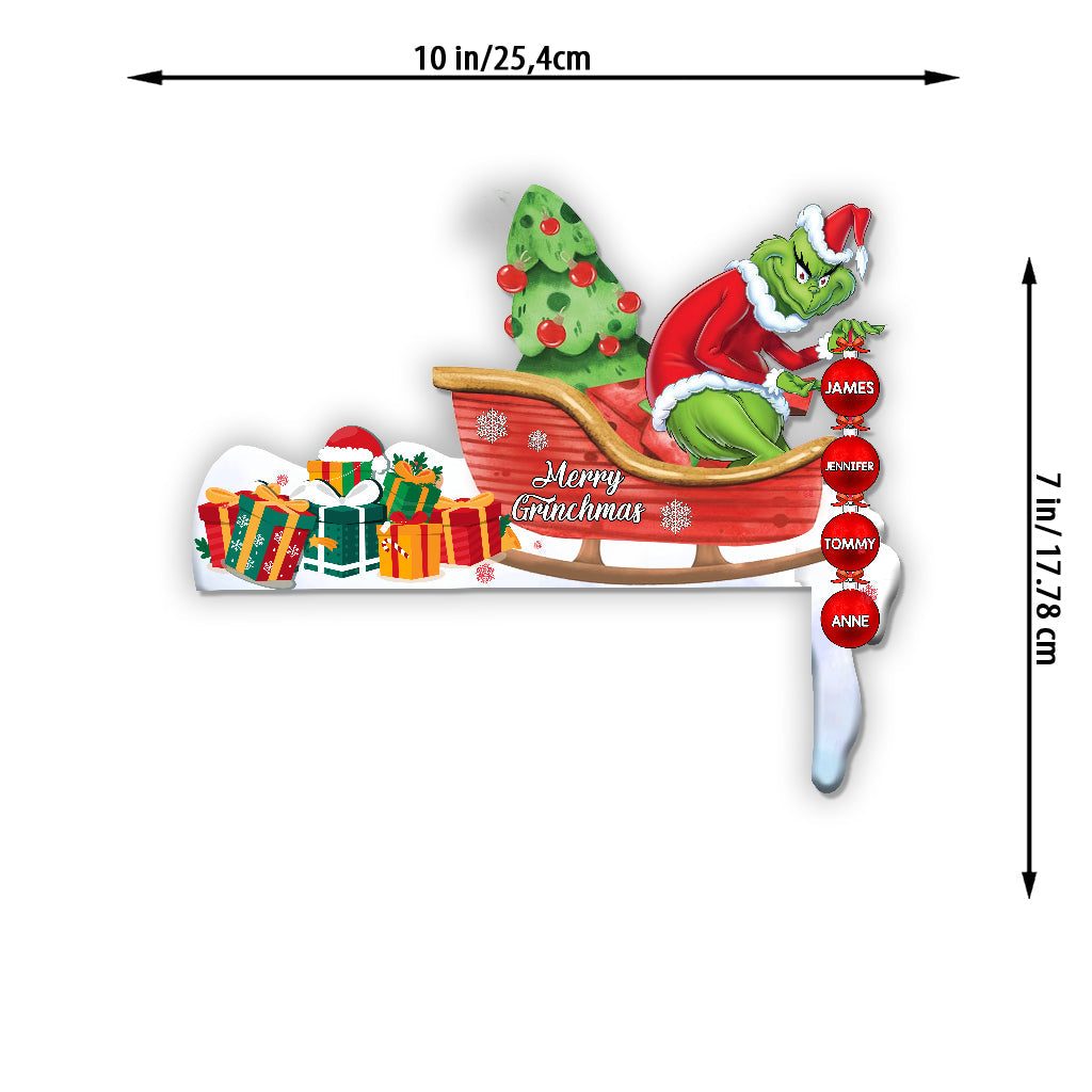 Personalized Grinch Door Frame Decoration with Custom Names for Christmas Door Frame Decoration GradoCreations
