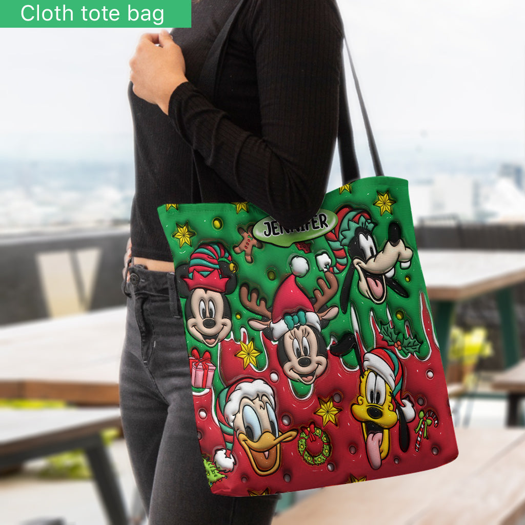 Personalized Christmas Mouse Tote Bag with Custom Name Tote Bag GradoCreations