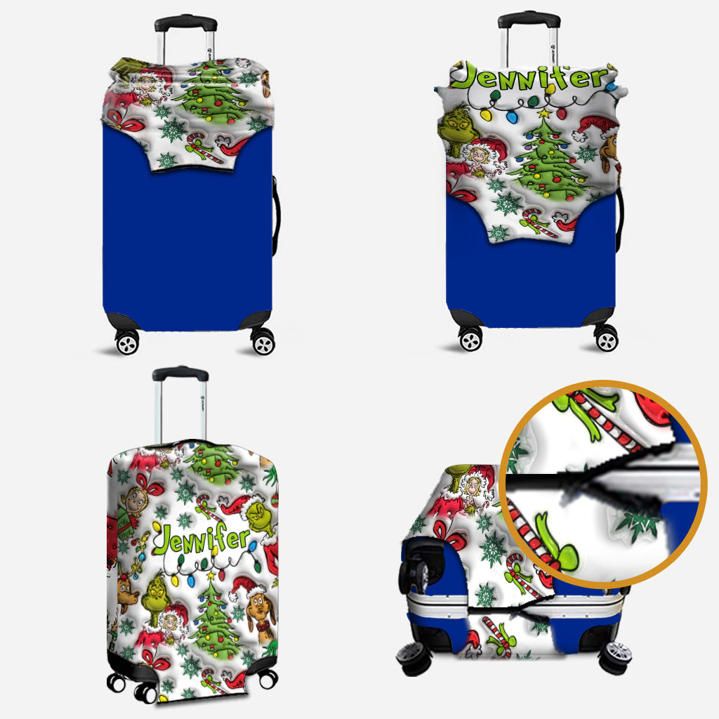 Personalized Christmas Luggage Cover Custom Name Gift Idea Luggage Cover GradoCreations