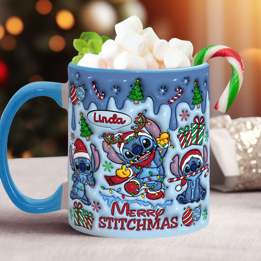 Personalized Merry Stitchmas Ohana Accent Mug Gift for Mom Accent Mug GradoCreations