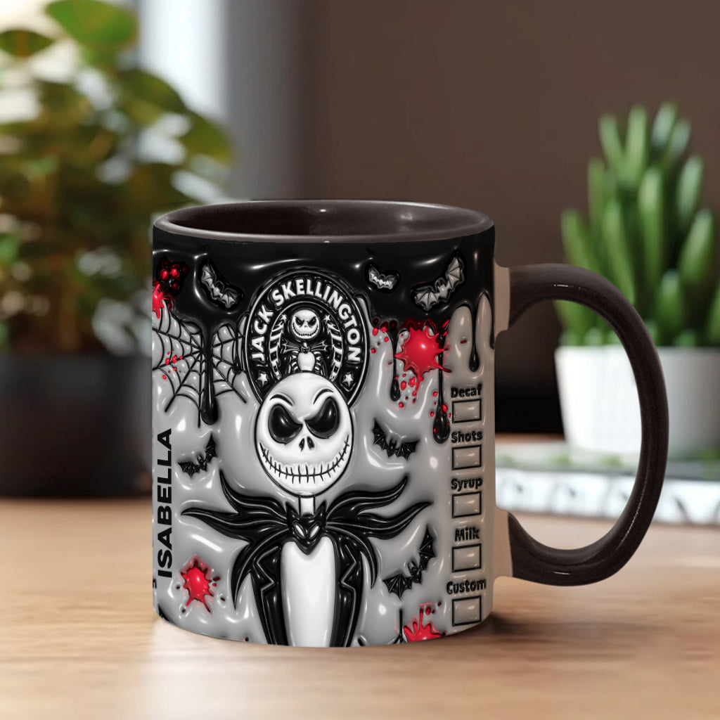 Personalized Nightmare Skeleton Mug Custom Name Gift for Halloween Accent Mug GradoCreations