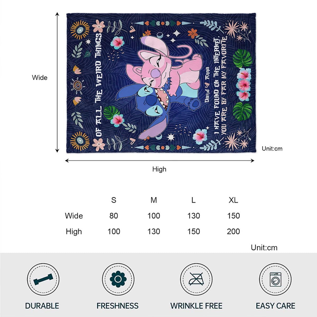 Personalized Ohana Blanket Custom Name Gift for Couples Blanket GradoCreations