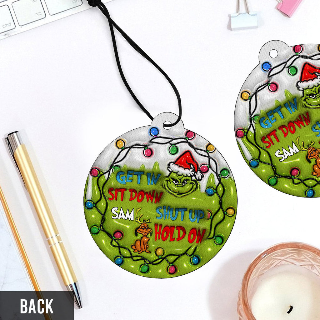 Personalized Grinch Circle Air Freshener Custom Name Gift for Christmas Circle Air Freshener GradoCreations
