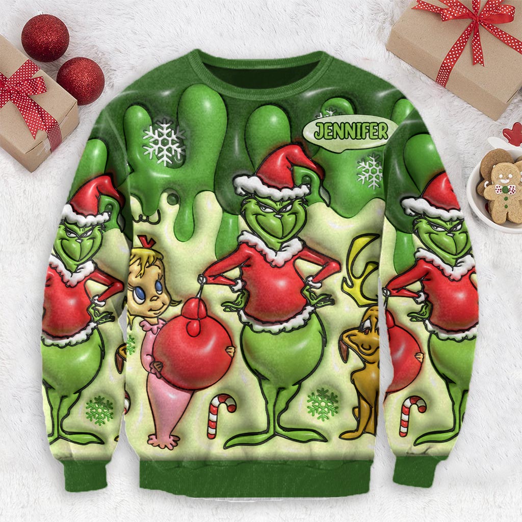 Personalized Grinch Christmas Ugly Sweater Gift for Mom Ugly Sweater GradoCreations