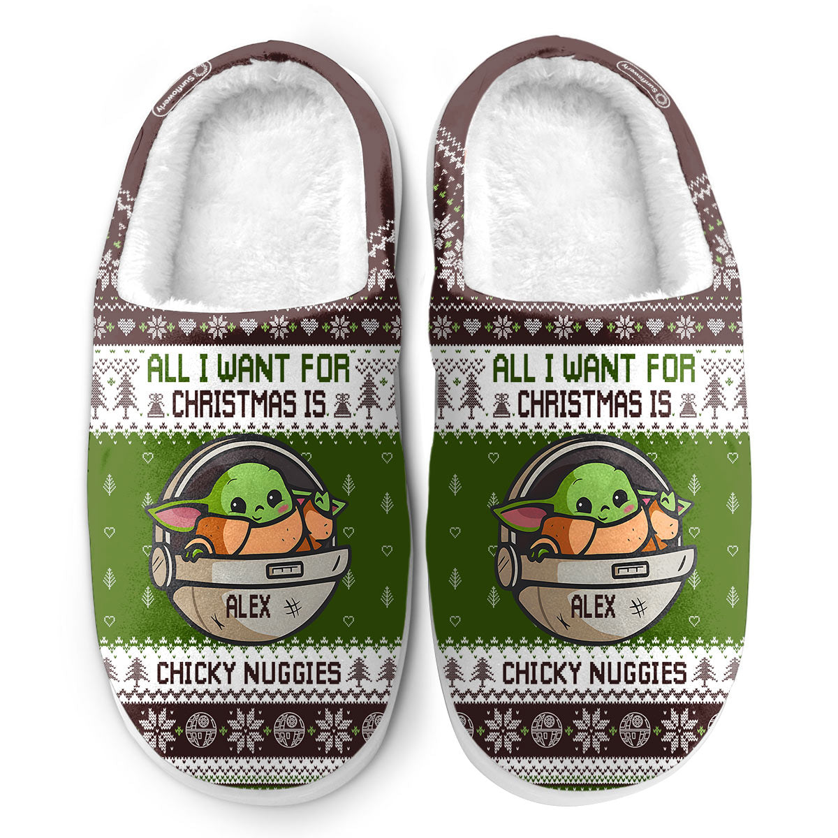 Personalized Christmas Slippers with Custom Name Chicky Nuggies Gift Slippers GradoCreations