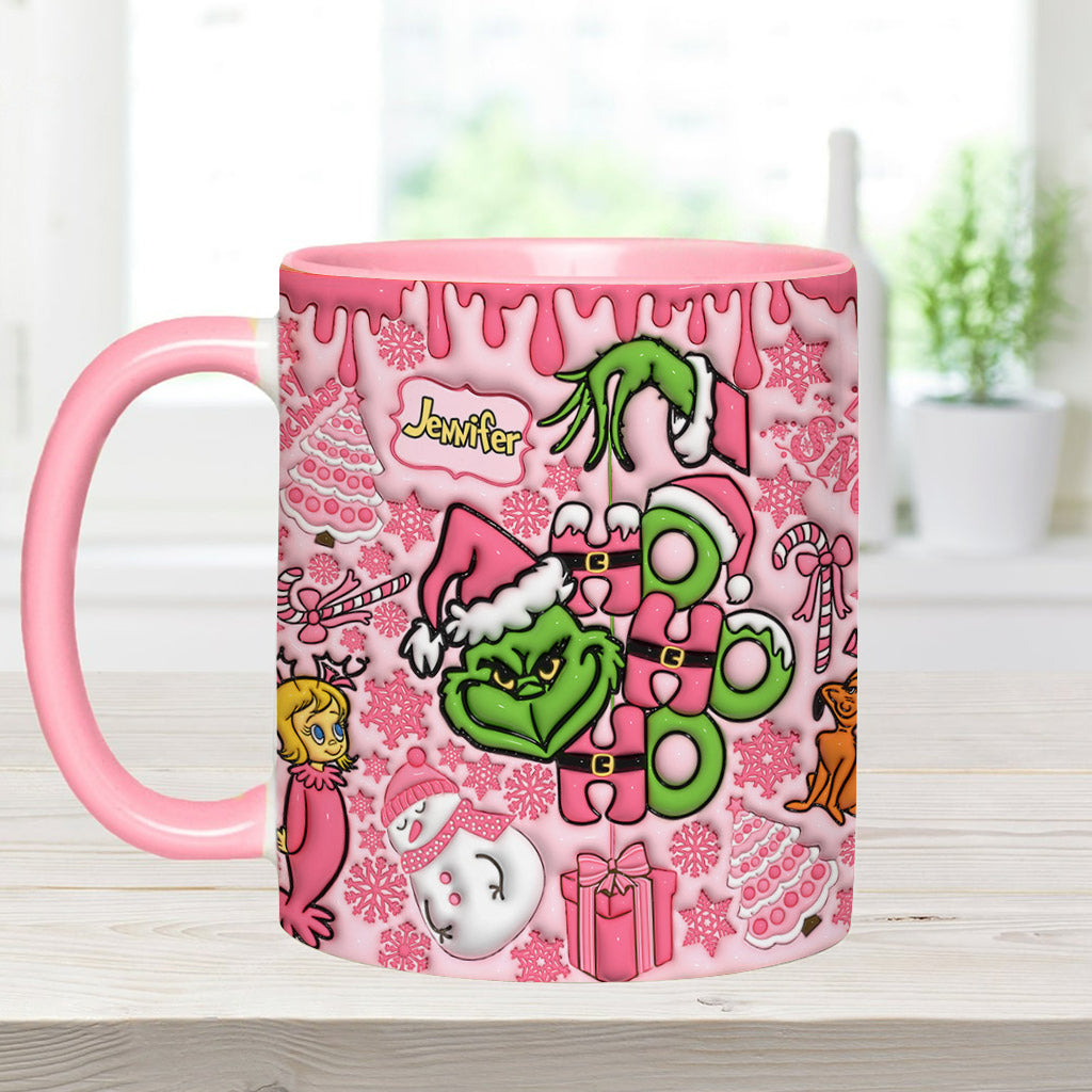 Personalized Grinch Christmas Accent Mug with Custom Name for Holiday Gifts Accent Mug GradoCreations