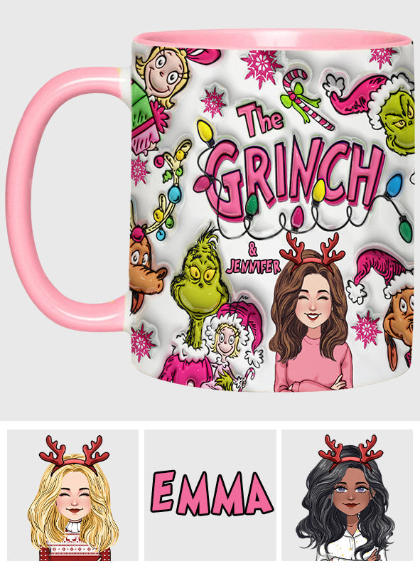 Personalized Grinch Accent Mug Custom Name Christmas Gift Accent Mug GradoCreations