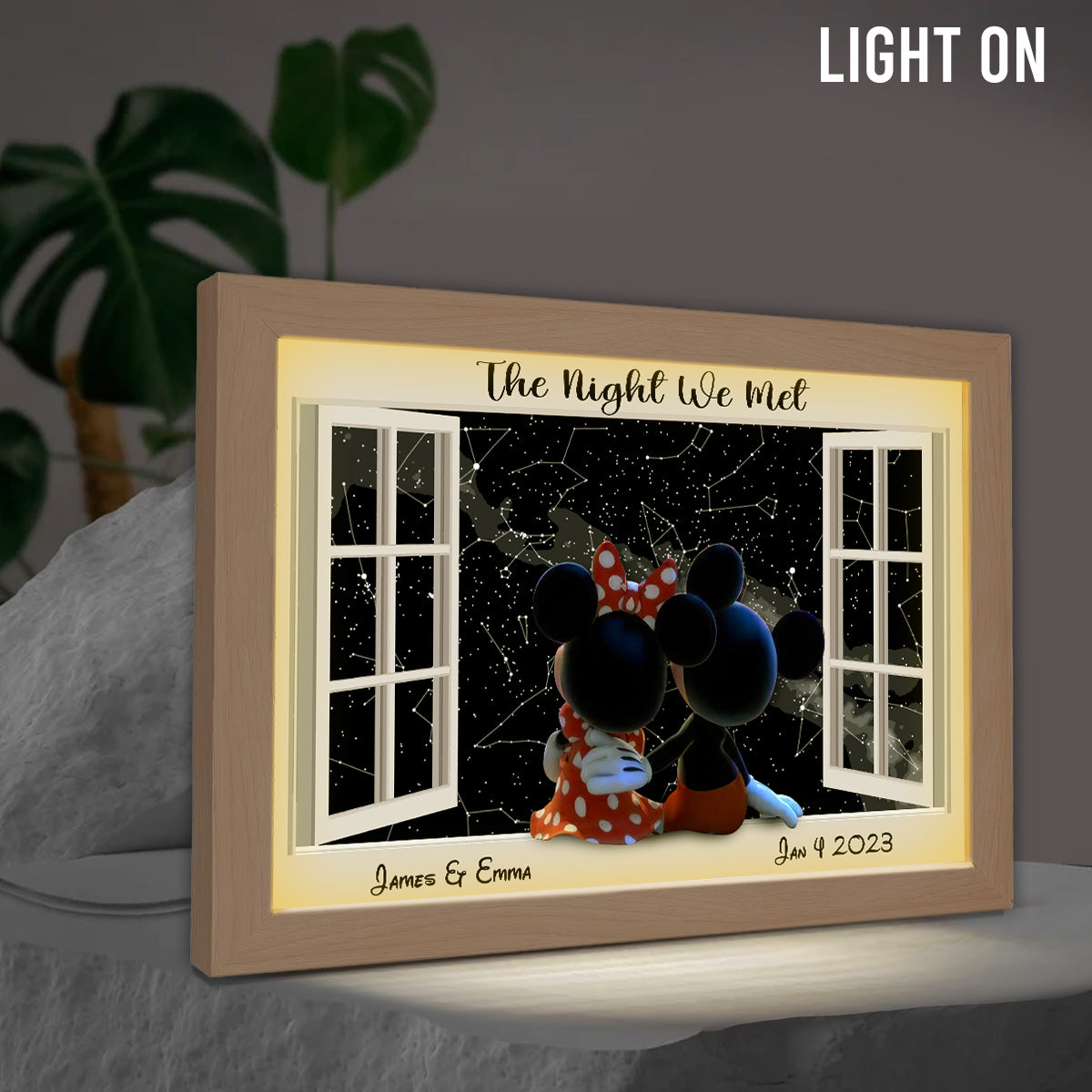 Personalized Night Star Map Light Photo Frame for Couples Light Photo Frame GradoCreations